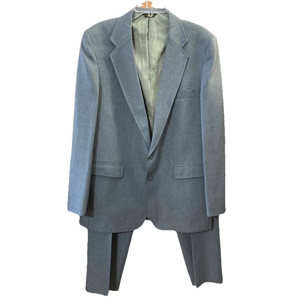Levi's Action Mens Vtg‎ Suit Sz 44L 36X30 Gray Pinstripe 70s Retro Single Vented